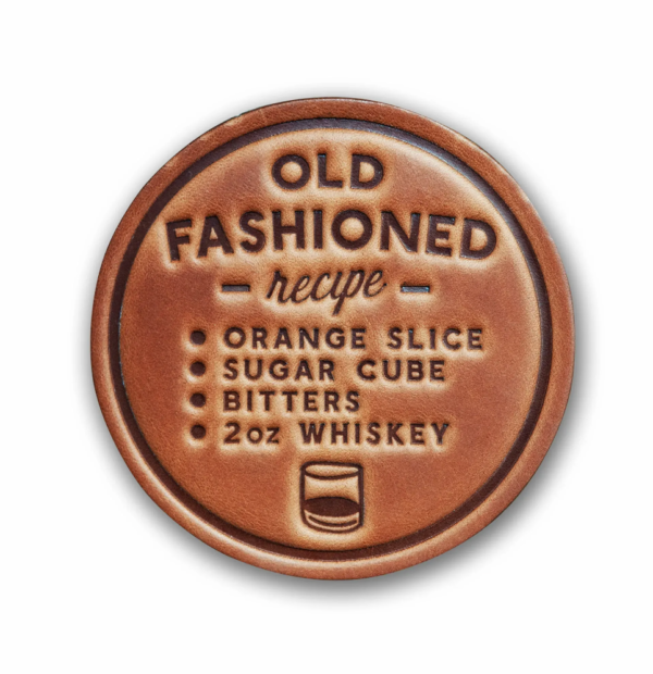 Rugged Gift Box Old Fashioned Recipe Leather Coaster